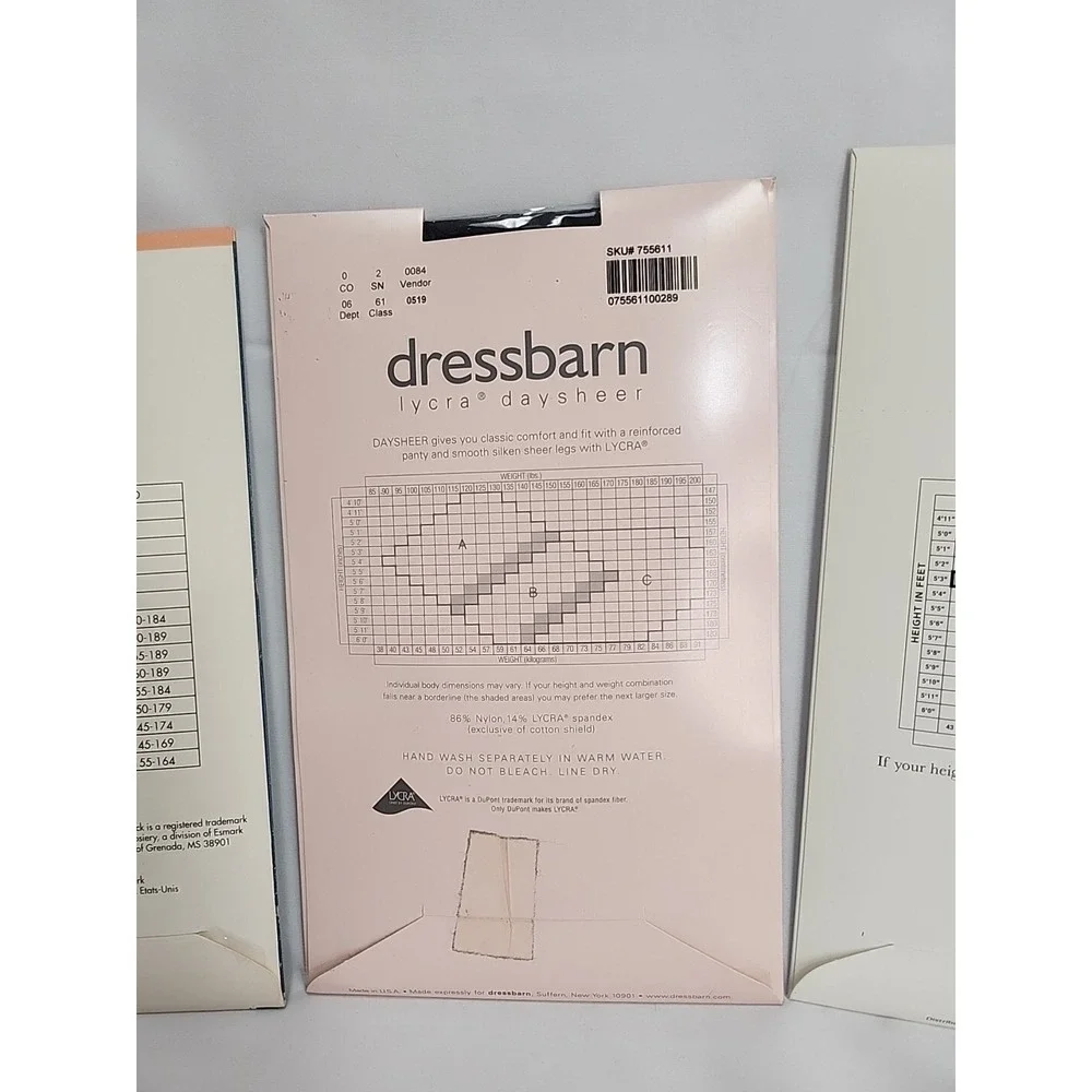Round The Clock, Dressbarn, Hanes Pantyhose Size A, AB,‎ B -New Sealed Lot Of 3